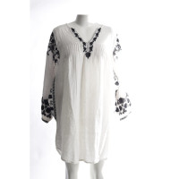 Antik Batik Kleid aus Baumwolle in Creme