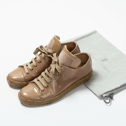 Brunello Cucinelli Sneaker in Pelle verniciata in Beige