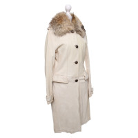 Giorgio Brato Leather coat with fur trim