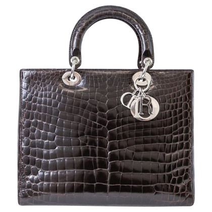 Christian Dior Lady Dior Large in Pelle in Marrone