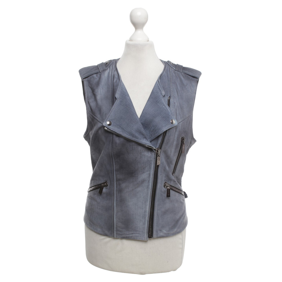 Barbara Bui Gilet in pelle con stampa jeans