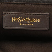 Yves Saint Laurent borsa della pelle verniciata in colore marrone scuro