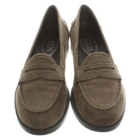 Tod's Slippers/Ballerinas Suede in Olive