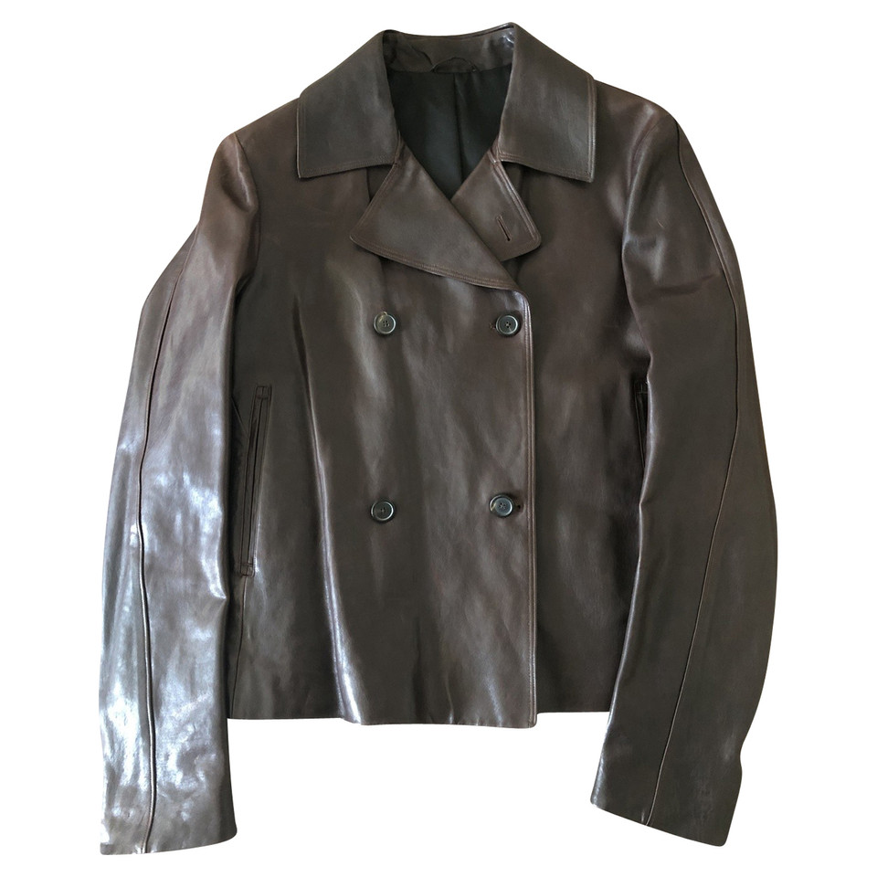 Jil Sander Jacket/Coat Leather in Brown