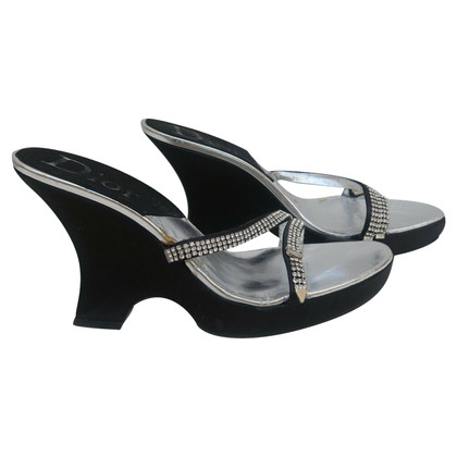 Christian Dior Chaussures compensées en Soie en Noir