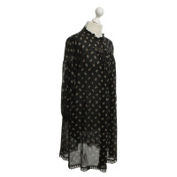 Anna Sui Vestito nero con motivo floreale