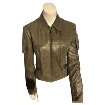 Christian Dior Jacket/Coat Leather in Khaki