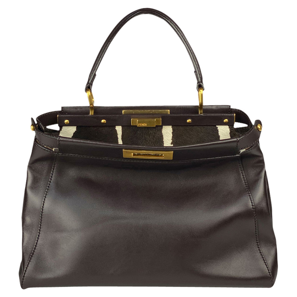 Fendi Peekaboo Bag in Pelle in Marrone