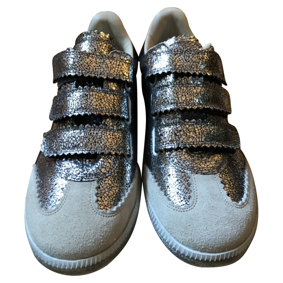 Isabel Marant Sneakers aus Leder in Silbern