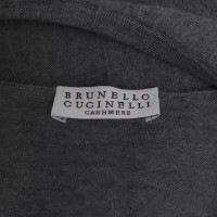 Brunello Cucinelli Gray Long Jumper with Loop Scarf