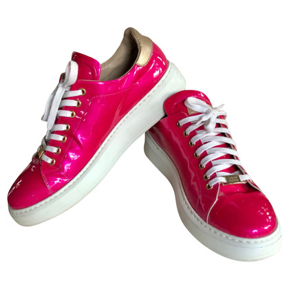 Luciano Padovan Sneakers aus Lackleder in Fuchsia