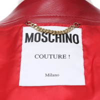 Moschino Jas/Mantel Leer in Rood