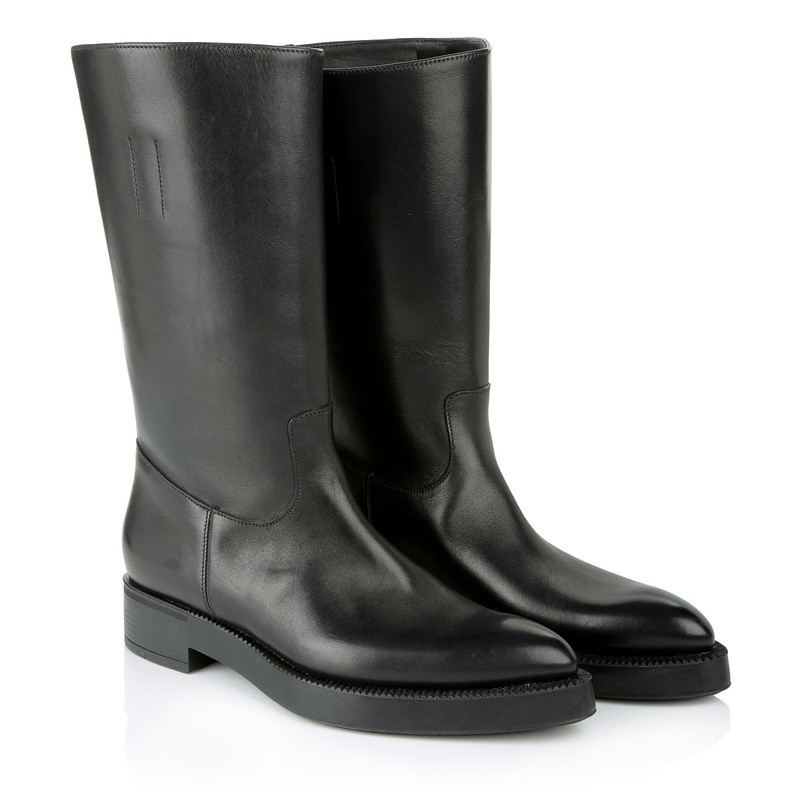 Prada Bottes en cuir lisse noir