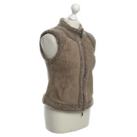 René Lezard Lamb fur vest in grey-beige