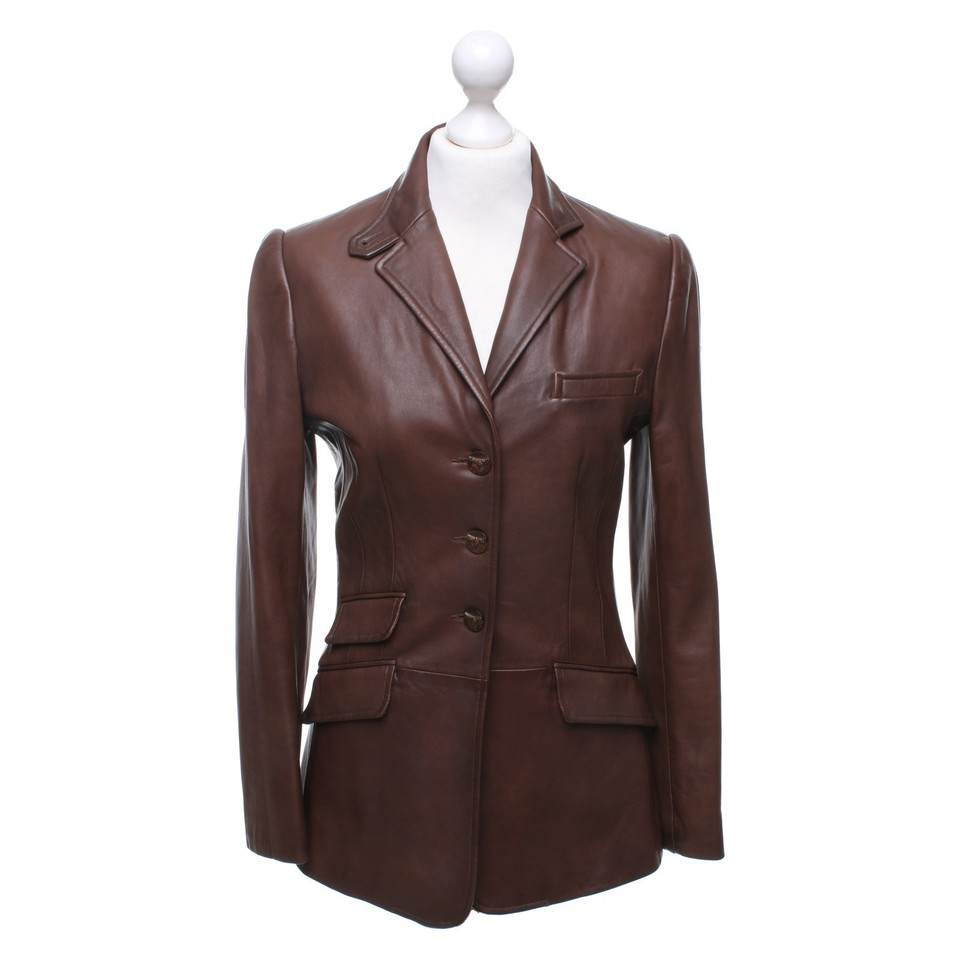 Ralph Lauren Veste en cuir marron