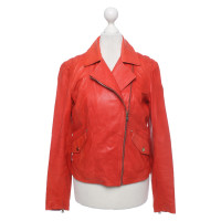 Massimo Dutti Jacket/Coat Leather in Red