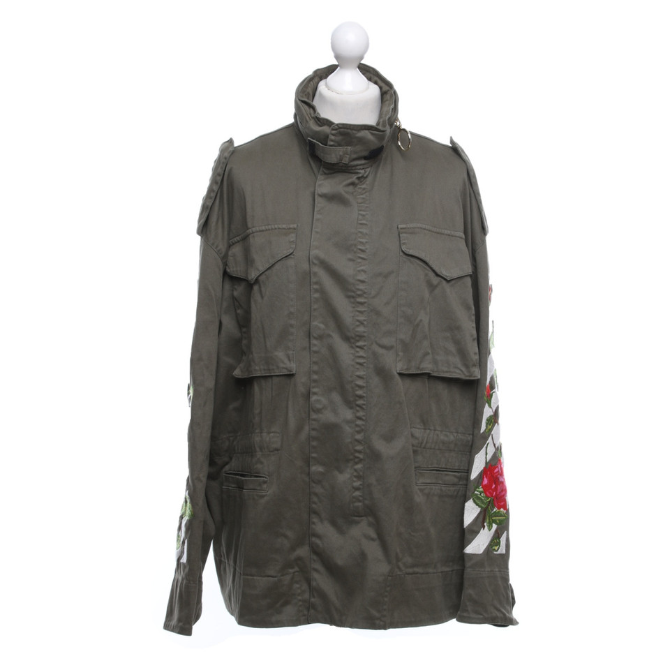 Off White Jacke/Mantel aus Baumwolle in Khaki