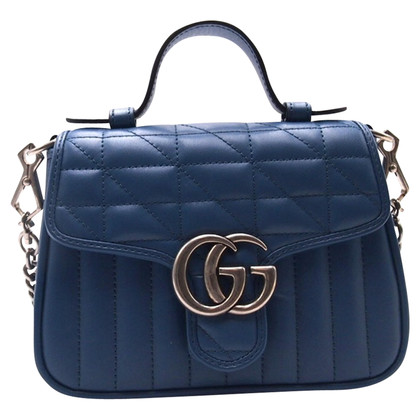 Gucci GG Marmont Top Handle Bag Leer in Turkoois