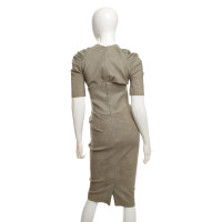 Jitrois Lederen jurk in grijsgroen