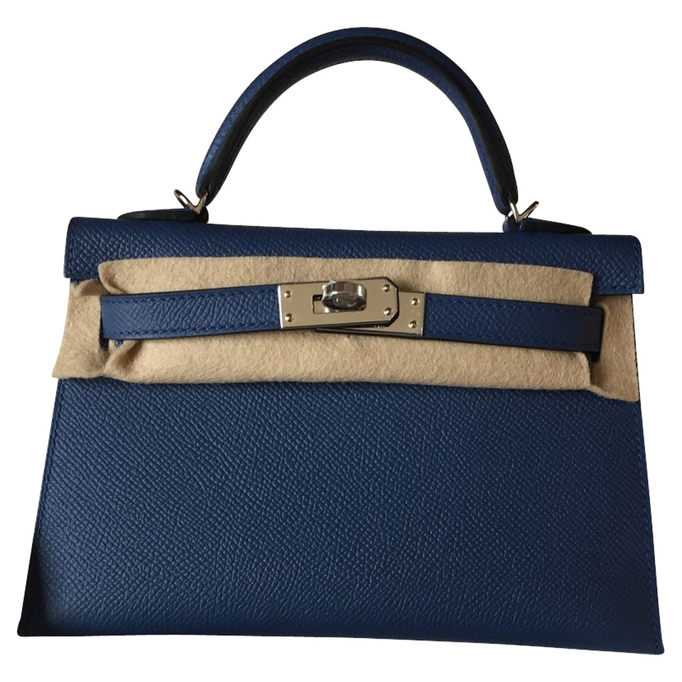 Hermès Kelly Bag 20 Leer in Blauw
