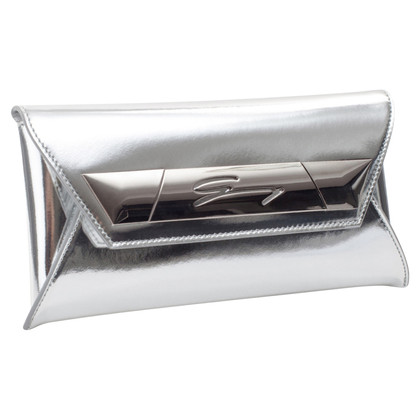 Genny Clutch Bag Leather in Silvery