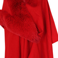 Christian Dior Cape en cachemire avec bordure en fourrure de renard