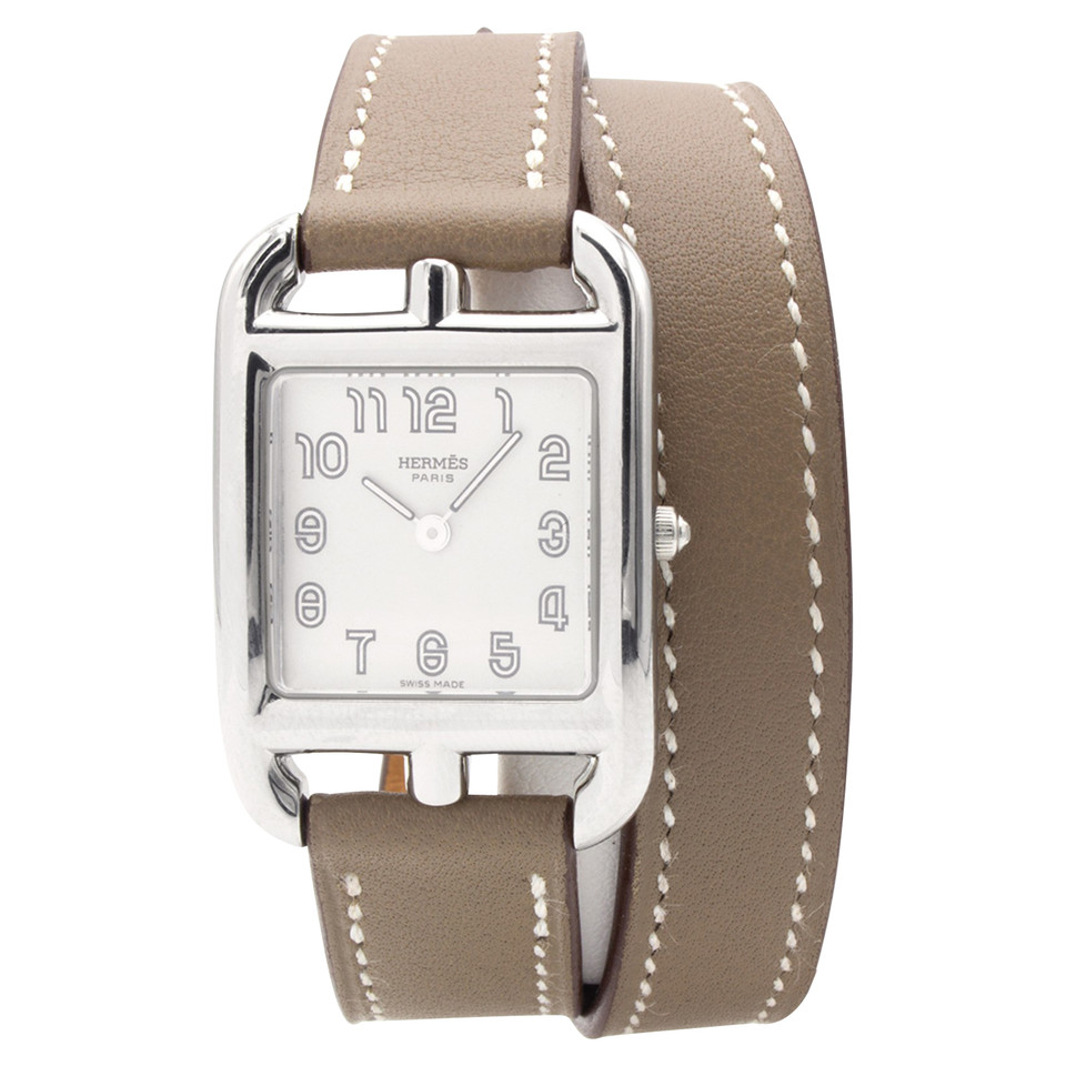 Hermès Armbanduhr aus Stahl in Taupe