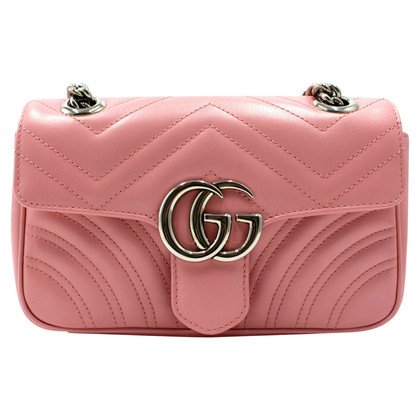 Gucci GG Marmont Flap Bag Normal Leather in Pink