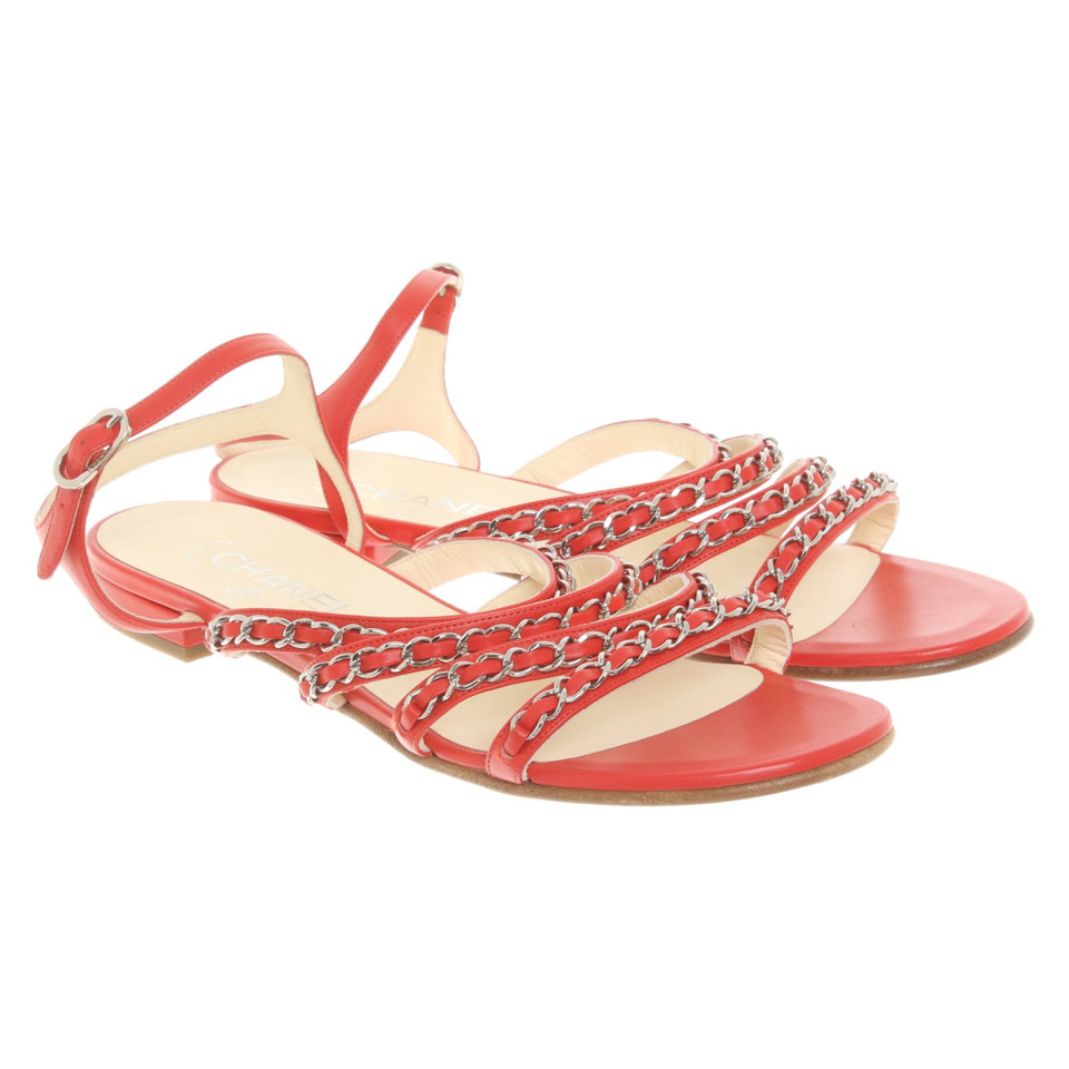 Chanel Sandalen aus Leder in Rot