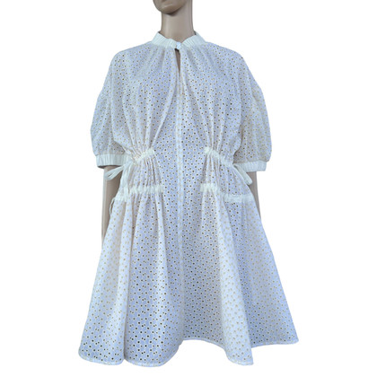 Fallwinterspringsummer Kleid aus Baumwolle in Weiß