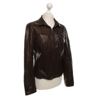 Marc Cain Leather Jacket in Brown