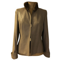 Akris Jacke/Mantel aus Leder in Taupe