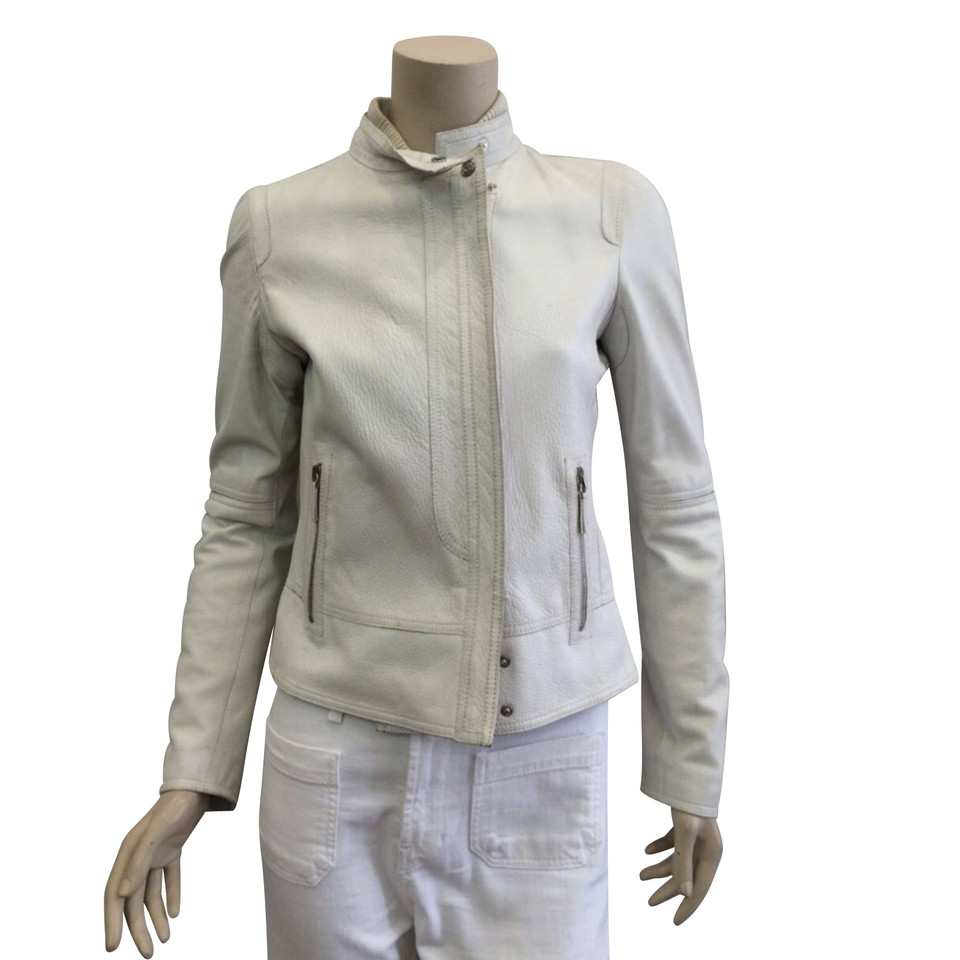 Gucci Jacke/Mantel aus Leder in Weiß