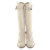 Hermès Wild leather boots in beige