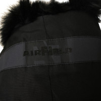 Airfield Fur vest with hood in black