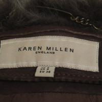 Karen Millen Leren jas met faux bont trim