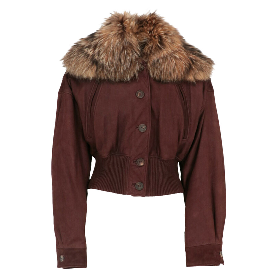 Romeo Gigli Jacket/Coat Leather in Bordeaux