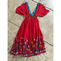 Antik Batik Kleid aus Seide in Rot