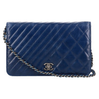 Chanel Wallet on Chain Leer in Blauw