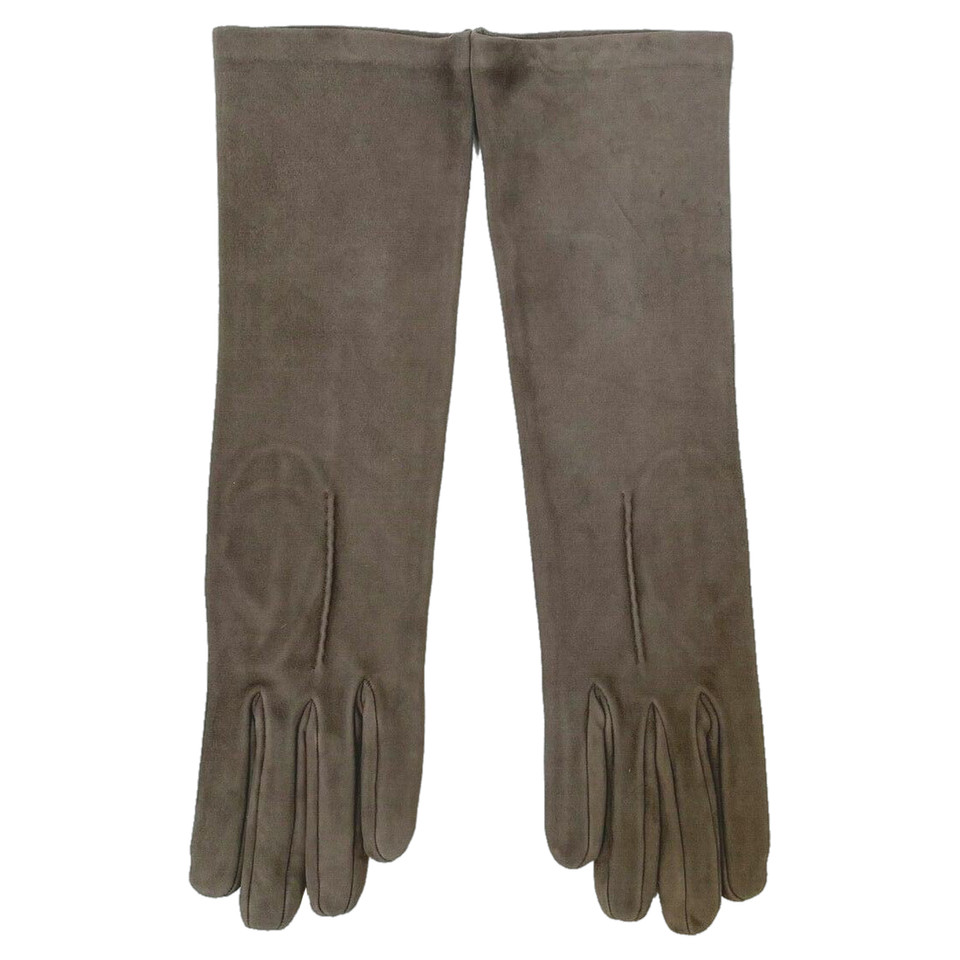Yves Saint Laurent Gloves Suede in Grey