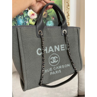 Chanel Deauville Small Tote aus Baumwolle in Grau