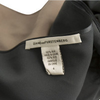 Diane Von Furstenberg Wrap Metallic en Gunmetal Grey Silk Top