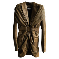 Balmain Jacke/Mantel aus Leder in Khaki