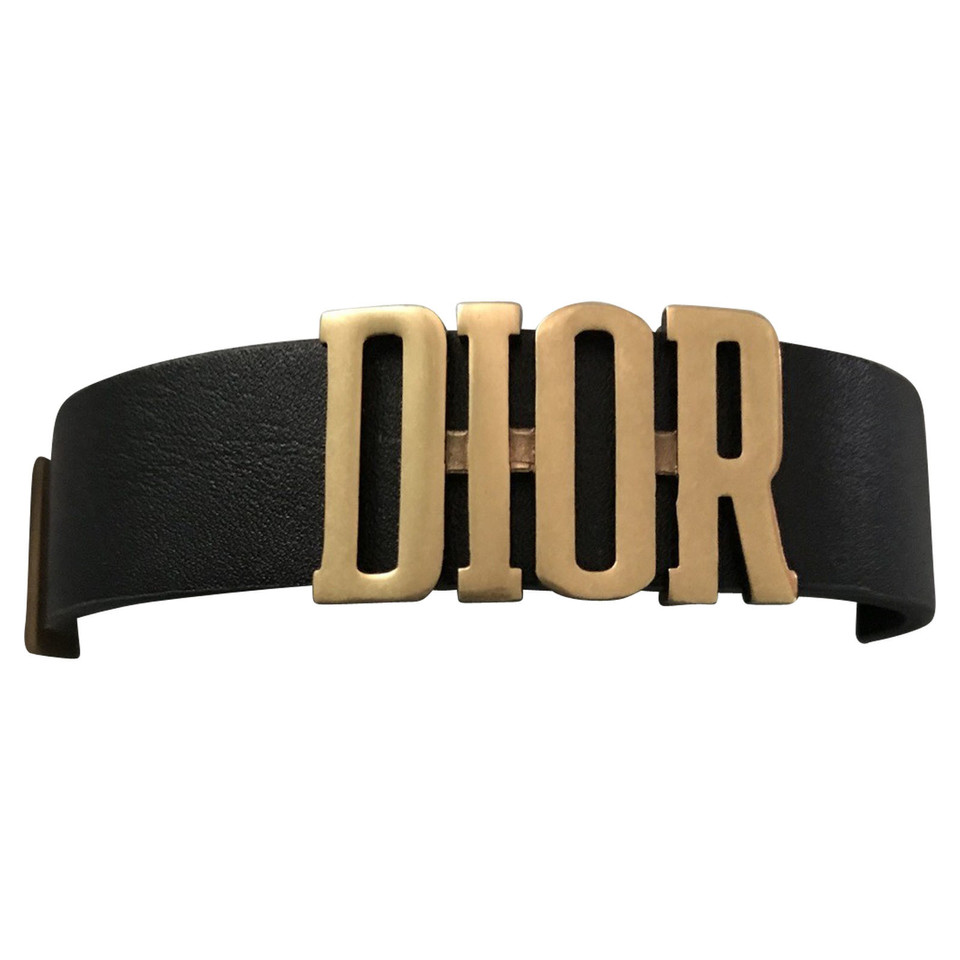 Christian Dior Armreif/Armband aus Leder in Schwarz