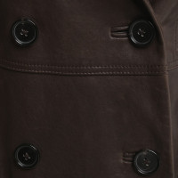 René Lezard Leather coat in dark brown