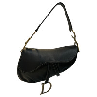 Christian Dior Saddle Bag Leer in Zwart