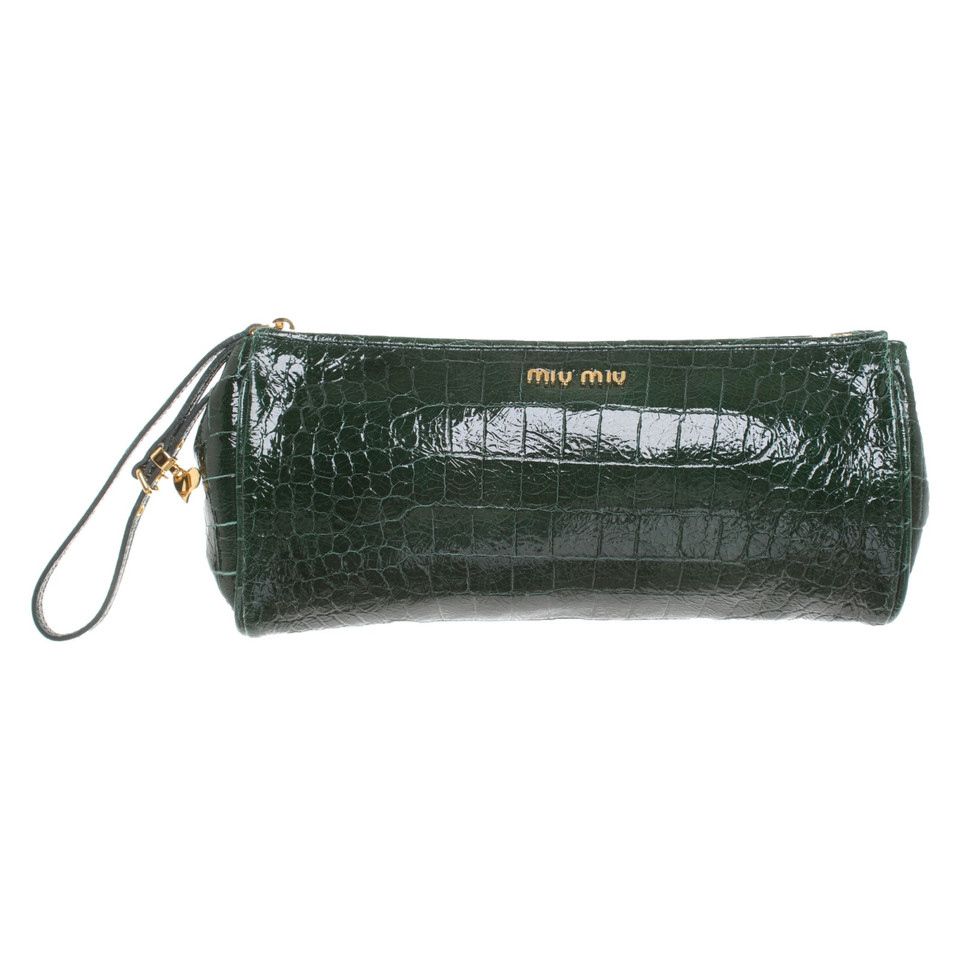 Miu Miu Clutch en Cuir verni en Vert