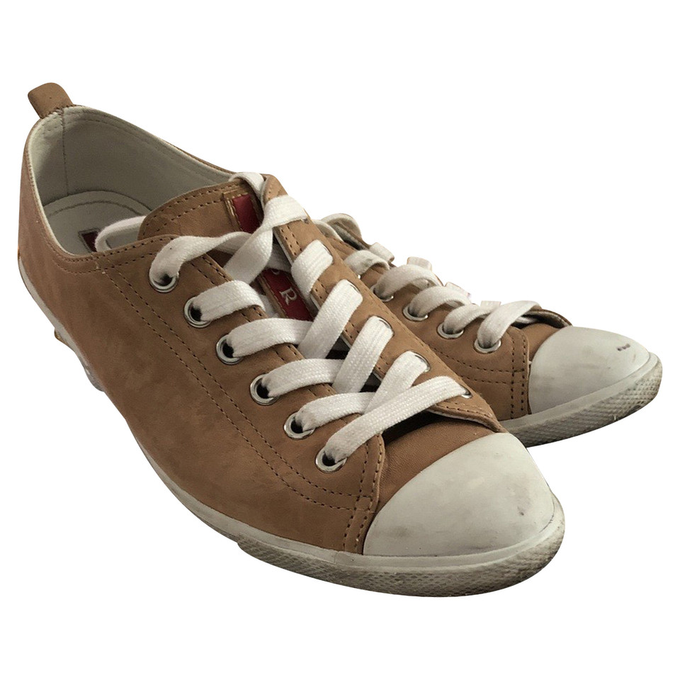 Prada Lace-up shoes Leather in Beige