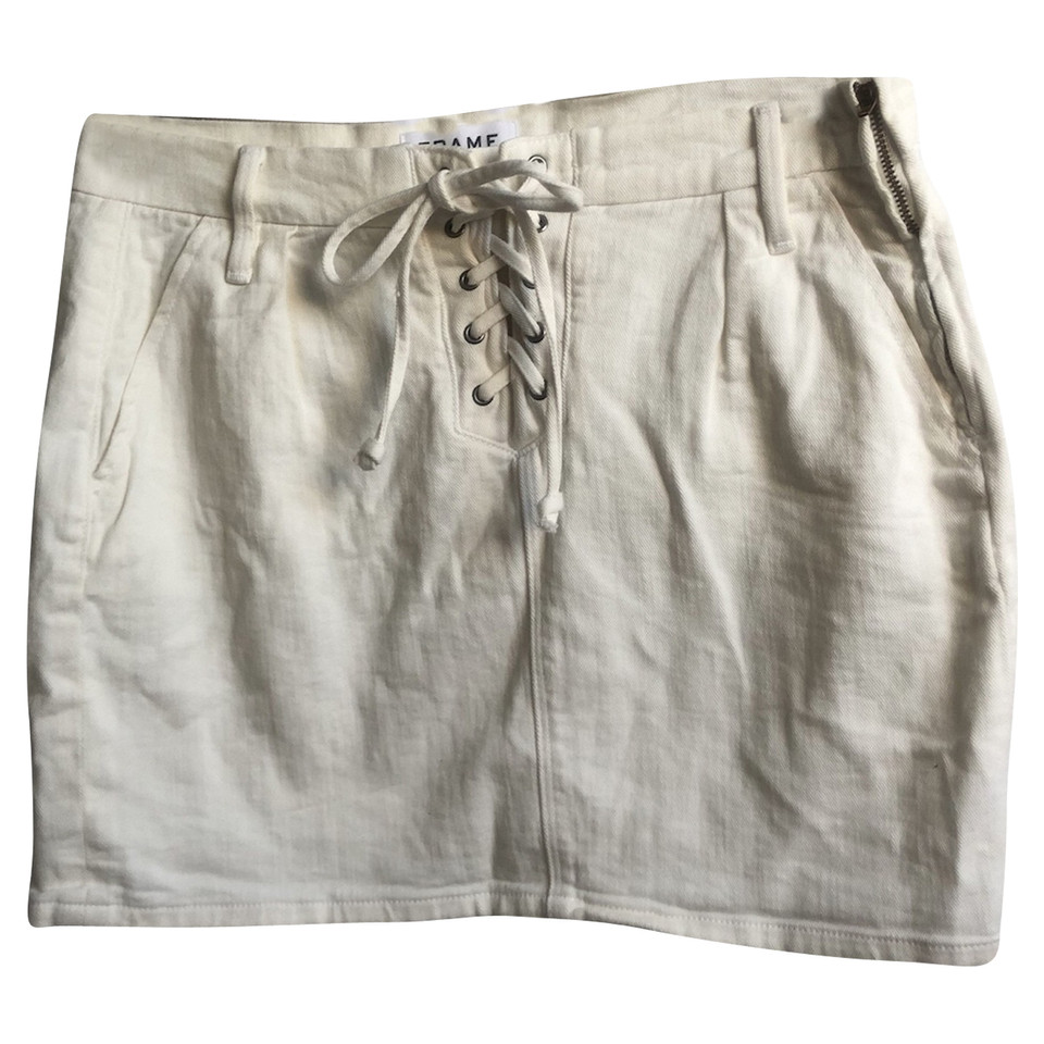 Frame Denim Skirt Cotton in Cream