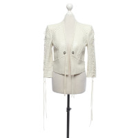 Plein Sud Jacke/Mantel aus Leder in Creme